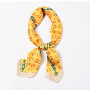 Square Silk Scarf/ Neckerchief - Royal Yellow
